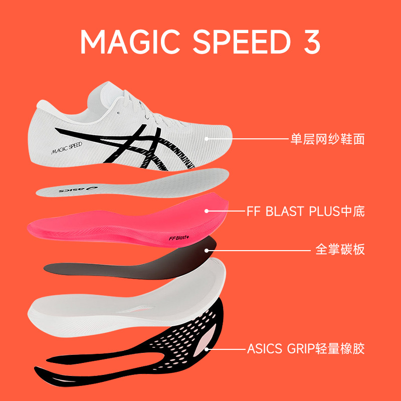 ASICS亚瑟士MAGIC SPEED 3男女竞速型碳板跑鞋缓震回弹透气酷动城 - 图1