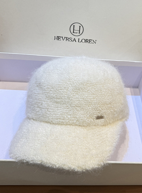 秋冬加厚保暖鸭舌帽逛街复古女春季宽檐蓝色休闲百搭显脸小帽子潮