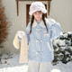 Cute blue baby doll collar cotton winter coat for little people