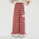 Mori Girl Tribe Sweet Style Cartoon Embroidery High Waist Straight Casual Pants Women 2026 New Woolen Plaid Pants Winter