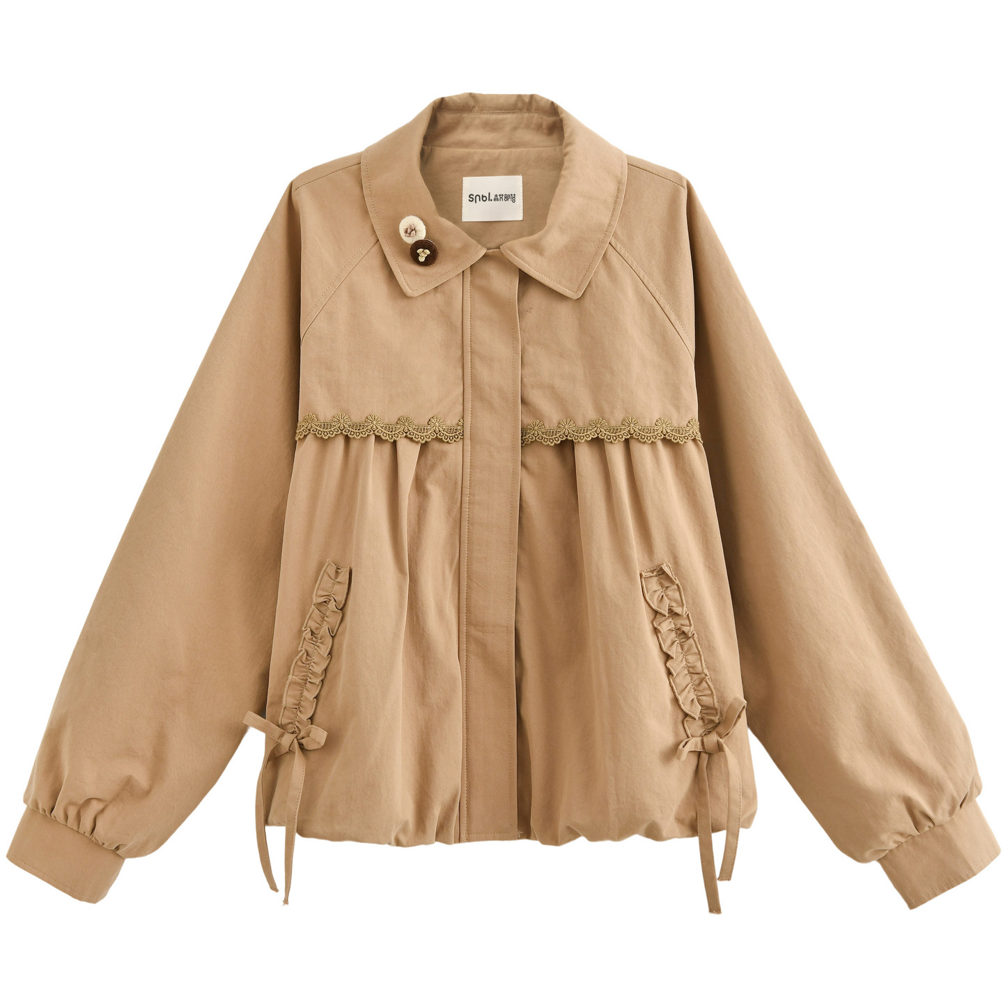 森女部落甜美风娃娃领蕾丝花边设计感宽松外套女新款纯棉短款上衣,淘宝优惠券,粉丝福利购,淘宝优惠卷