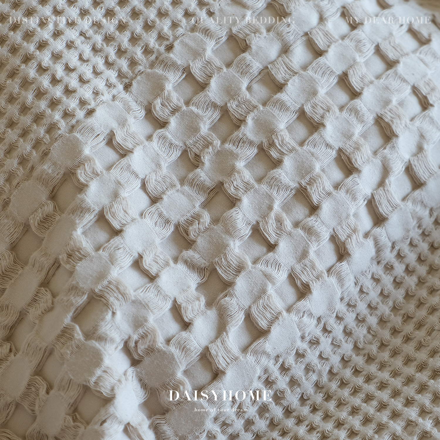 DAISYHOME2025春夏秋冬四季款华夫格纯色日系简约全棉床上四件套 - 图2