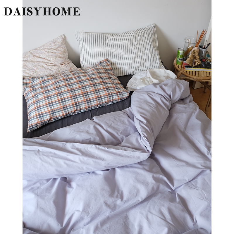 DAISYHOME【月光】盐系混搭全棉格子条纹四件套北欧韩式ins风床单 - 图0