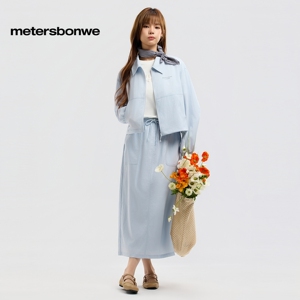 美特斯邦威夹克女2026春季新款宽松潮流字母印花翻领休闲舒适外套