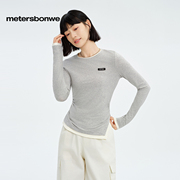 美特斯邦威！新款长袖T恤女假两件打底衫