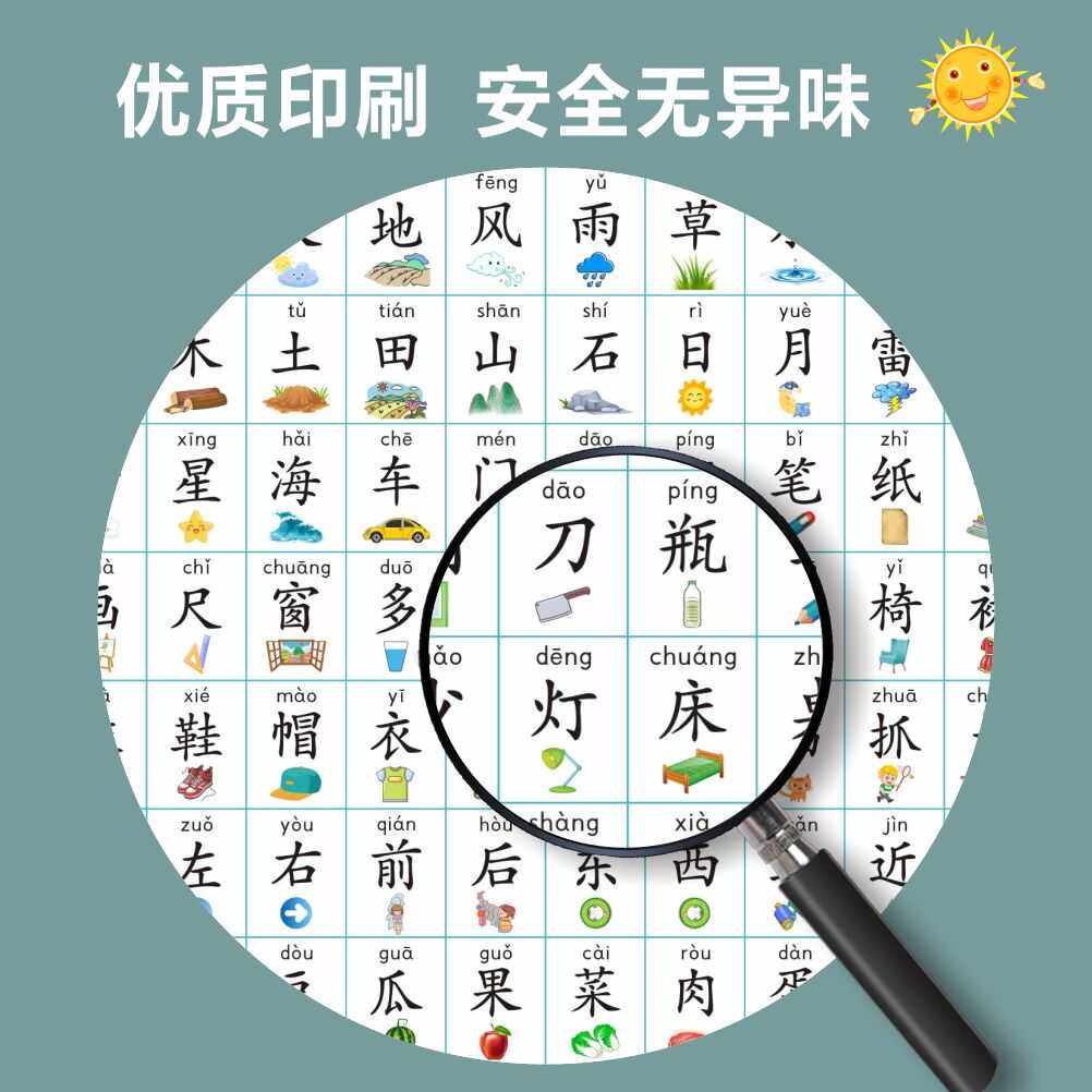 看图识字挂图墙贴幼儿园儿童宝宝启蒙早教认字汉字表学习神器全套,淘宝优惠券,粉丝福利购,淘宝优惠卷