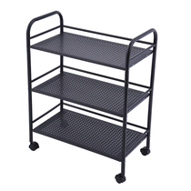 Fire Pan Shop Dish Rack Kitchen Shelving Stainless Steel storage floor Ground Baking Varnish Grid Three Layers of Vegetable Shelf With Wheels