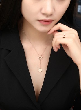 幸运吊坠镀18k玫瑰金百搭锁骨链