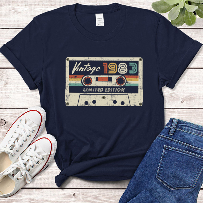 Retro 1983 Cassette 41 years old birthday t shirt字母印花潮 - 图1