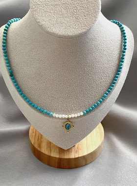 蓝松石贝壳串珠女款新中式锁骨链