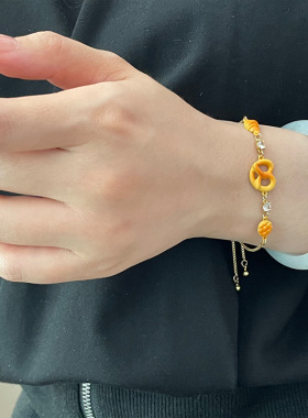 精致牛角包菠萝包碱水结抽拉手链女小众设计感时尚百搭手环手饰