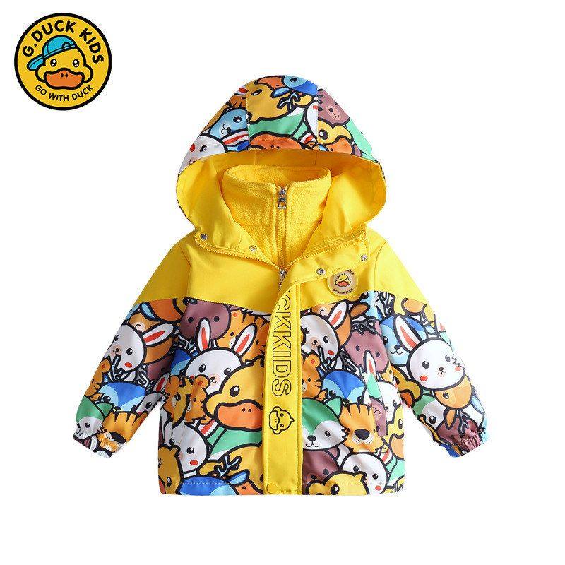 现货小黄鸭三合一男童春秋季童装加厚棉服外套冲锋衣女童儿童风衣,淘宝优惠券,粉丝福利购,淘宝优惠卷