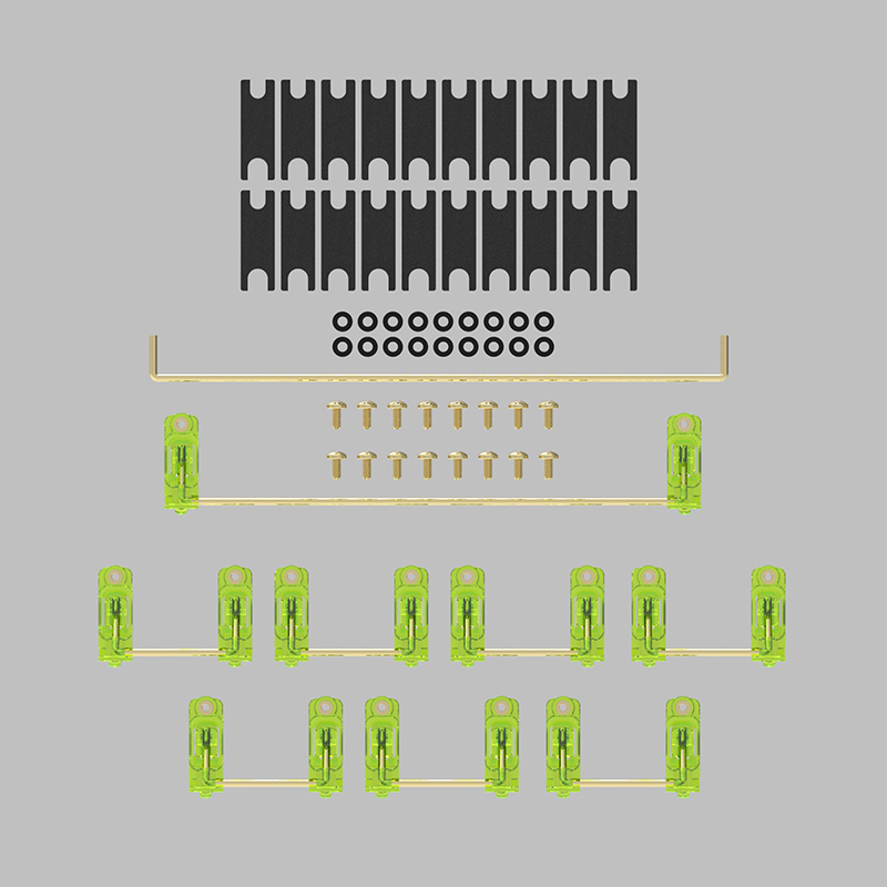 KBDfans客制化机械键盘配件kbd透明pcb螺丝卫星轴80%100%套装镀金 - 图1