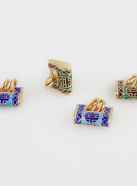 镀金景泰蓝寿字银锁宝宝古风珐琅