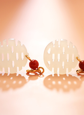 和田玉双喜吊坠小滴溜南红白玉耳饰挂坠手链项链挂件手工diy配件