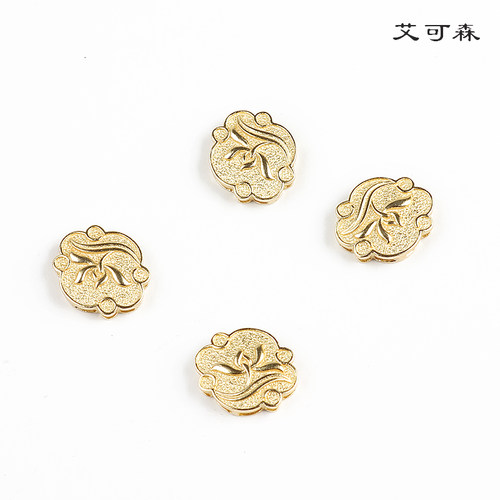 S925银镀厚金兰花背云隔珠吊坠配件中国风DIY手链佛珠项链配件 - 图2