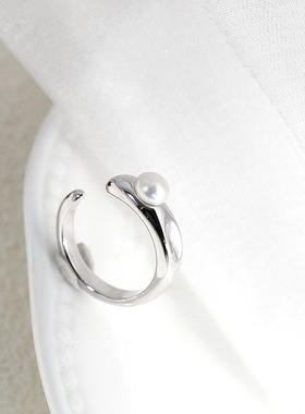 简约时尚925纯银尾戒子镶天然