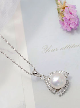 时尚925纯银吊坠镶天然淡水珍珠
