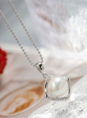 镶天然淡水珍珠925纯银项坠小巧
