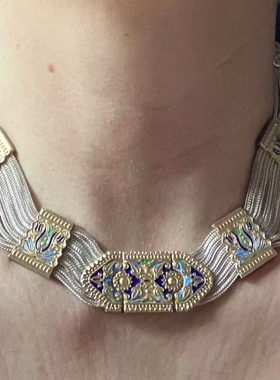 维多利亚银鎏金珐琅彩多股编织项链手链耳坠定金实价中千请私询