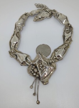 中古925银褶皱野兽派抽象花卉项链订金链接实价请私询