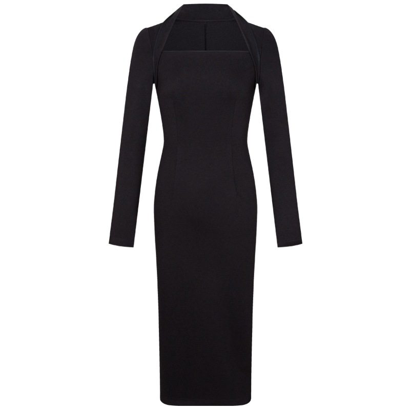 新款年会法式礼服裙女宴会高级质感复古赫本小黑裙酒会连衣裙炸街