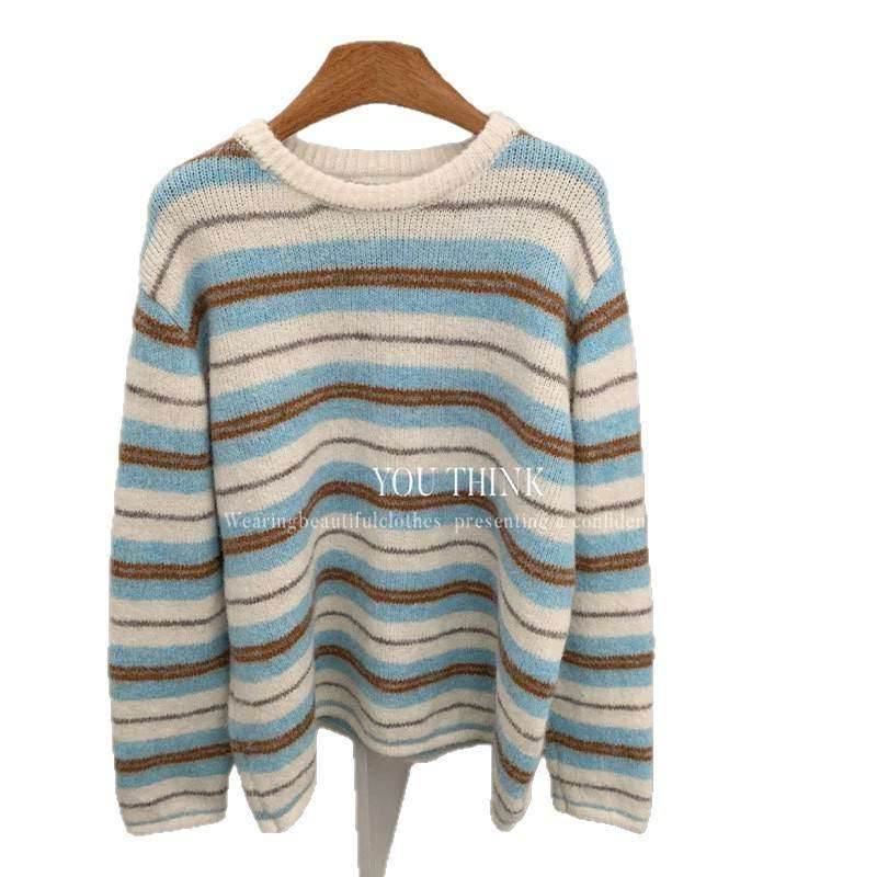 韩版高级think冬季韩系减龄百搭休闲条纹针织毛衣女13902025年冬,淘宝优惠券,粉丝福利购,淘宝优惠卷