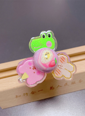 可爱女孩卡通发光旋转开口手镯