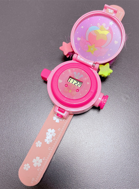 丑萌长毛女孩投影翻盖手表手环