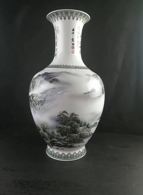 陈晖球作品《清溪深不测》釉下五彩瓷大瓶