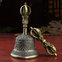 Five-share bell pestle Nepal copper-made imported handmade five-share hand rocking bell Bell Pestle Pestle Carved Flower for 15cm