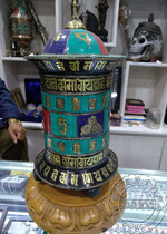 Nepal pure handmade seat type transwarp cylinder green pine stone transwarp wheel turn via barrel teak teak shelf ultra large number