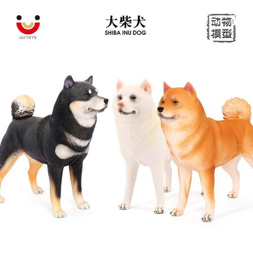 儿童玩具仿真动物模型大号实心柴犬宠物狗手办家居小摆件早教认知 - 图0