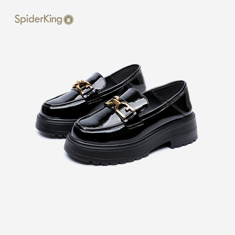 蜘蛛王2025年秋冬英伦风新款通勤懒人小皮鞋女乐福鞋商场同款真皮,淘宝优惠券,粉丝福利购,淘宝优惠卷