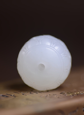 高端和田玉单珠散珠莲花珠白玉