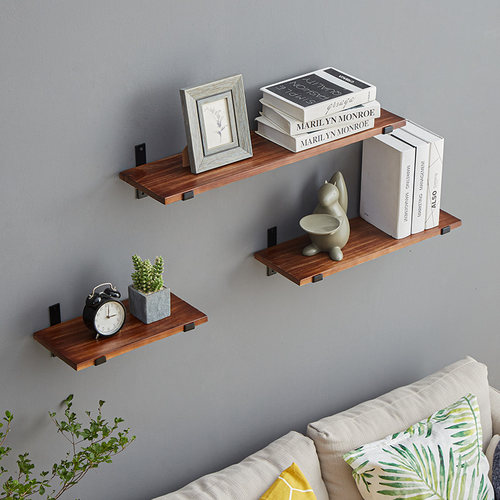 定制实木一字隔板墙上置物架书架实木搁板阳台厨房客厅隔板收纳架 - 图0