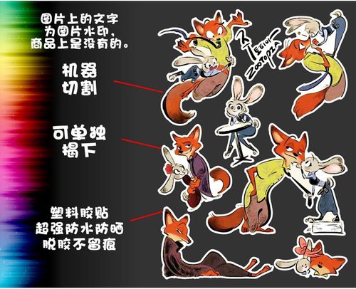 中号F0216-10疯狂动物城卡通动漫笔记本电脑旅行拉杆箱贴纸防水 - 图0
