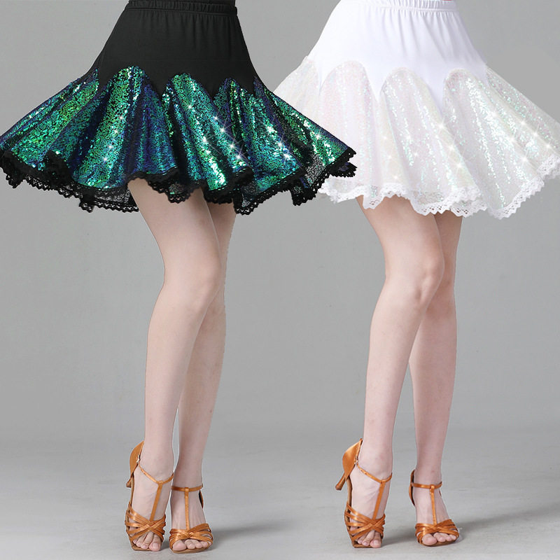 广场舞服装新款亮片三步踩半身大摆短裙子拉丁舞吉特巴舞演出服夏,淘宝优惠券,粉丝福利购,淘宝优惠卷