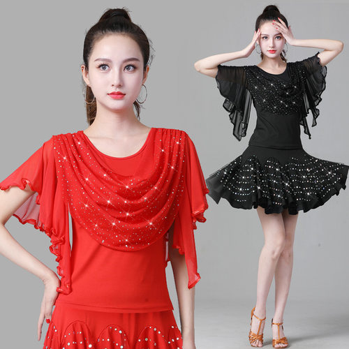 摩登舞服装新款上衣拉丁舞练习服交谊舞广场舞吉特巴舞服跳舞上衣 - 图0