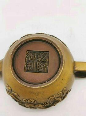 古玩纯铜龙凤酒壶家居装饰工艺品摆件12*8*7CM