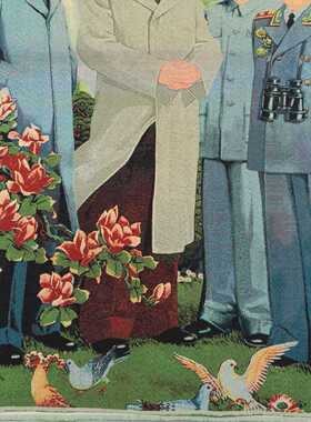 四大伟人红色怀旧收藏宣传画刺绣织锦画客厅装饰画90*60cm