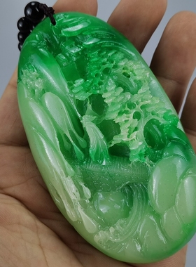 玉石粉石雕新坑翡翠色石粉乐在其中手把件随机送把件绳随机