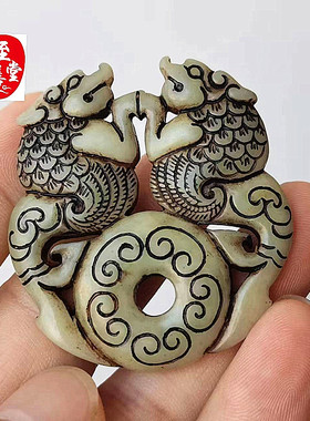 双龙时来运转吊坠双凤挂件