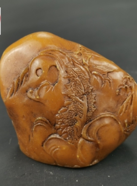 仿寿山石雕老田黄石小摆件随形小印章章料书法闲章对弈