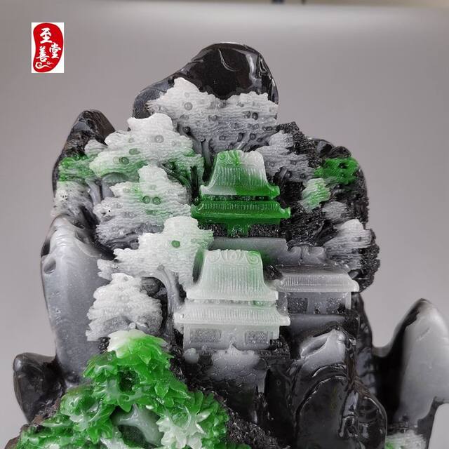 Imitation jade Shoushan stone carving imitation jade welcoming pine feng shui entrance ornaments home decoration entrance ornaments