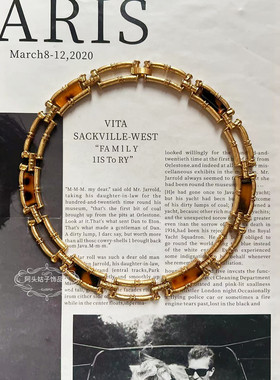 欧美宫廷风中古vintage复古气质豹纹水滴竹节短款项链耳环套装女