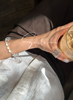 韩国进口小众款925纯银可微调节弹簧造型时尚戒指指环女