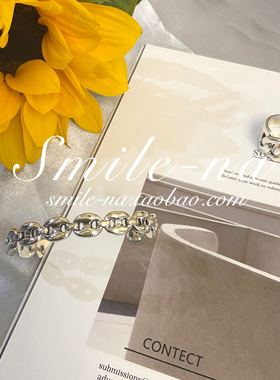 韩国进口纯银镂空猪鼻子百搭手环