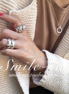 韩国东大门进口设计款925纯银螺纹圈螺纹圈宽版质感指环戒指