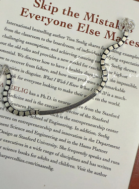 韩国进口S925纯银小众设计镶嵌星星锆石时尚复古做旧盒子链条手链